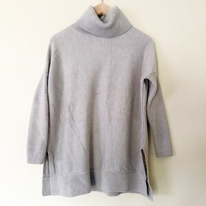 Boden Beige Oatmeal Turtle Neck Split Hem Loose Relaxed Fit Wool Tunic Sweater